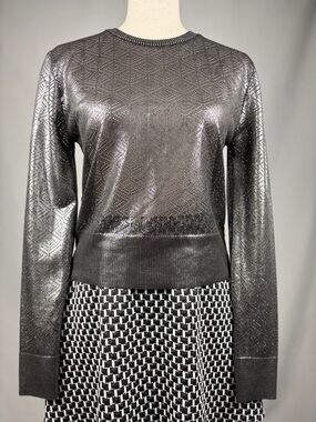 Zara Metallic Silver Knit Design Sweater